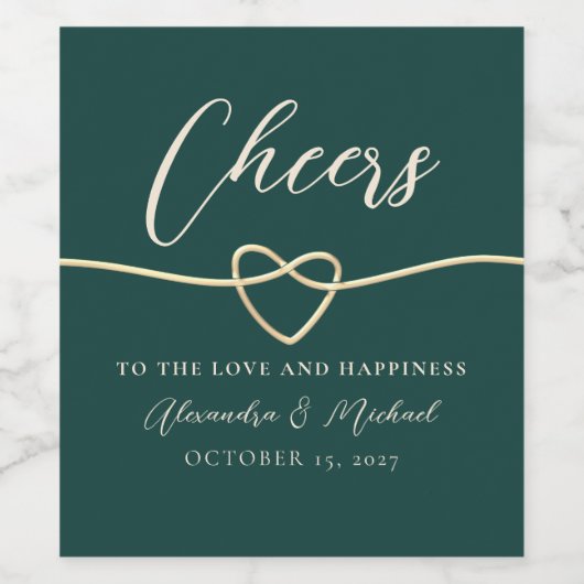 Proost Smaragd Groen Bruiloft Wijn Label Wijn Etiket (Enkel label)