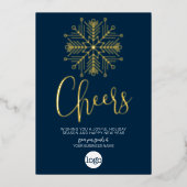 Proost Sneeuwvlok Zakelijke Groet Marineblauw Goud Folie Feestdagenkaart (Voorkant)