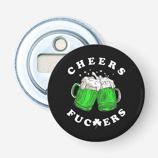 Proost St Patricks Dag Bier Drinken Grappig Button Flesopener (Voorkant)