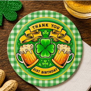 Proost St. Patrick's Day Klaver 21e Verjaardag Ronde Kartonnen Onderzetter