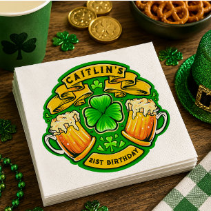 Proost St. Patrick's Day Klaver 21e Verjaardag Servet