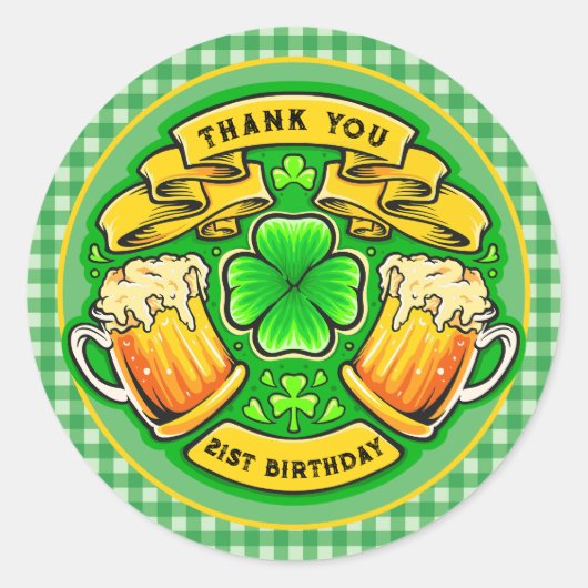 Proost St. Patrick's Day Shamrock 21e verjaardag Ronde Sticker (Voorkant)