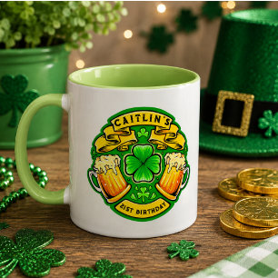 Proost St. Patrick's Day Shamrock 21ste Verjaardag Mok