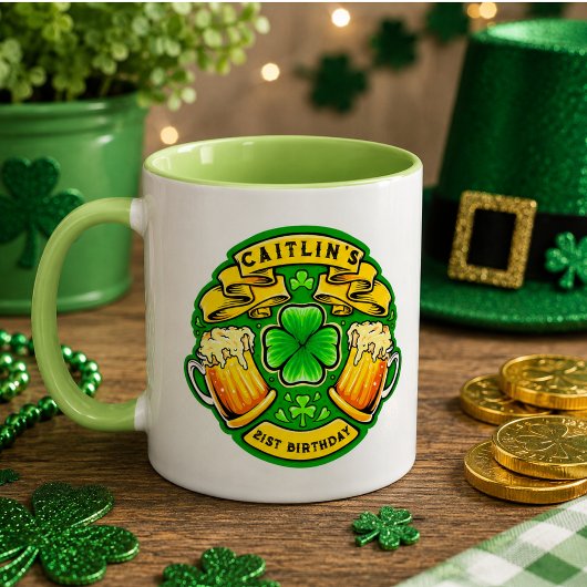 Proost St. Patrick's Day Shamrock 21ste Verjaardag Mok