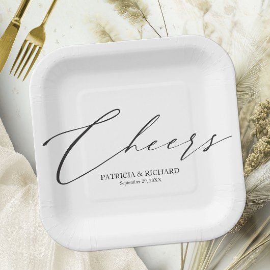 Proost Stijlvolle zwart-witte bruiloft Papieren Bordje