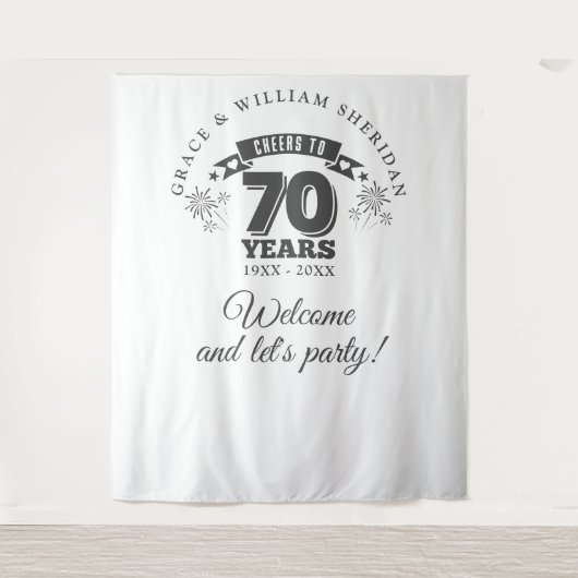 Proost ter ere van 70ste verjaardag Foto-achtergro Wandkleed (Voorkant)