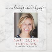 Proost Ter Herinnering Aan Foto-herdenking Wijn Etiket (Enkel label)