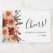 Proost Terracotta Botanische Bruiloft Mousserende Sparkling Wijnetiket (Enkel label)