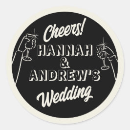 Proost toast aan het nieuwe stel ronde sticker
