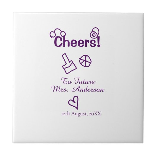 Proost toekomstige mevrouw voeg bruidnaam toe paar tegeltje (Voorkant)