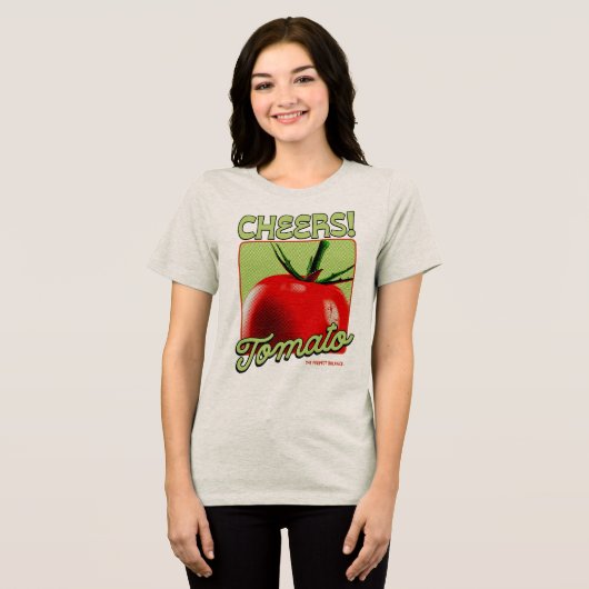 Proost Tomaat Retro Pop Art Tri-Blend Shirt (Voorkant volledig)