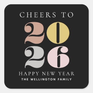Proost tot 2023 Nieuwjaar: Witte vierkant ticker Vierkante Sticker