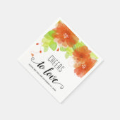 Proost tot liefde, oranje bloemen, bloemperbruilof servet (Hoek)