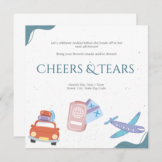 Proost & tranen Afscheidsfeestuitnodiging Kaart (Voorkant / Achterkant)