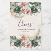 Proost Tropische Palm Wedding Mini Wijn Label Etiket (Enkel label)