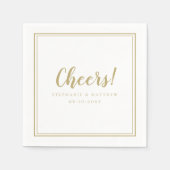 Proost Trouwfeest Vieringen Modern Goud & Wit Servet (Voorkant)