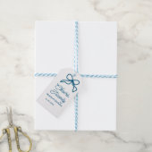 Proost twintig blauwe verjaardagsboog naam datum b cadeaulabel (Met Touw)