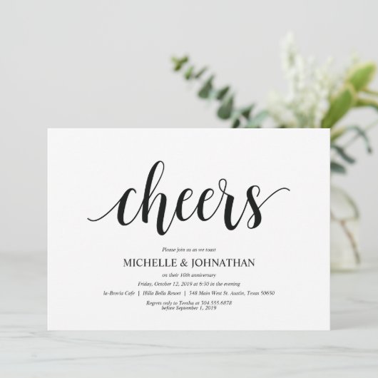Proost, uitnodigingen voor huwelijksjubileumfeest (Staand voorkant)