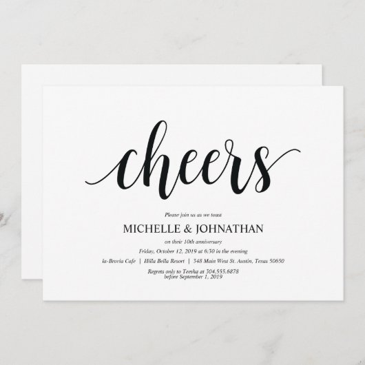 Proost, uitnodigingen voor huwelijksjubileumfeest (Voorkant / Achterkant)