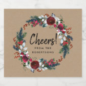 Proost Vakantie Bloemen krans Sparkling Wijnetiket (Enkel label)