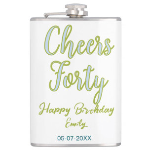 proost veertig naam groen blauw pastel verjaardag heupfles