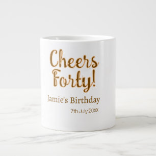 Proost veertig oranje bruine kalligrafie verjaarda grote koffiekop
