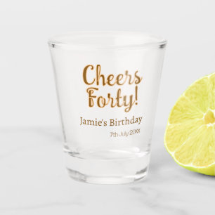 Proost veertig oranje bruine kalligrafie verjaarda shot glas