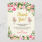 Proost Verjaardag Bedankt kaart - Floral (Voorkant / Achterkant)
