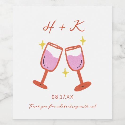 Proost verlovingsfeest bruiloft gunst wijn etiket (Enkel label)