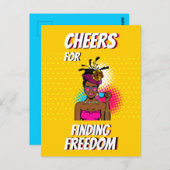 Proost voor het vinden van vrijheid vrouw blij kle briefkaart (Voorkant / Achterkant)