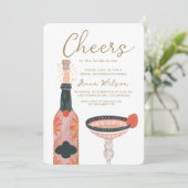 Proost Vrijgezellenfeest wijnglas roze Kaart (Staand voorkant)