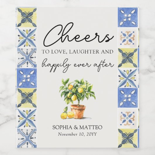 Proost vrolijk na Lemon Grove bruiloft Wijn Etiket (Enkel label)