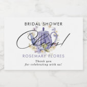 Proost Waterverf Paarse theepot Vrijgezellenfeest Sparkling Wijnetiket (Enkel label)