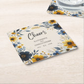 Proost Waterverf Wildflower Elegant Beige Bruiloft Kartonnen Onderzetters (Schuin)