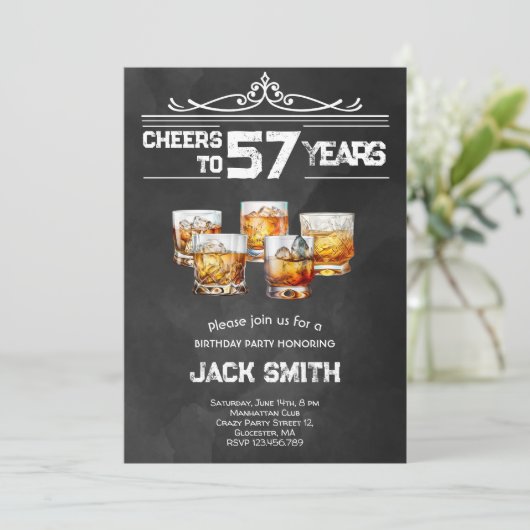 Proost Whiskey volwassenen uitnodiging voor verjaa (Staand voorkant)