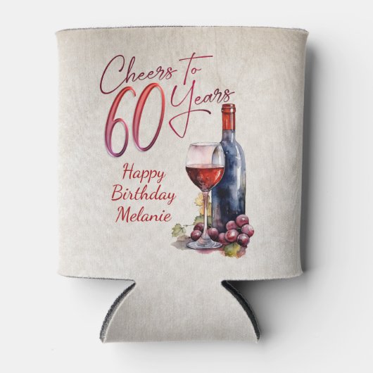 Proost wijn 60e verjaardag blikjeskoeler (Voorkant)