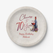 Proost wijn 70e verjaardag papieren bordje (Voorkant)