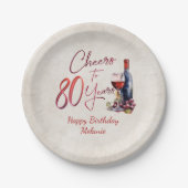 Proost Wijn 80e verjaardag Papieren Bordje (Voorkant)