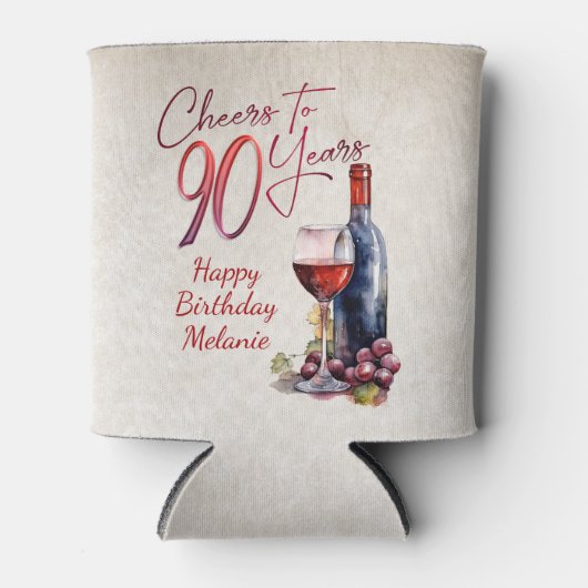 Proost Wijn 90e verjaardag Blikjeskoeler (Voorkant)