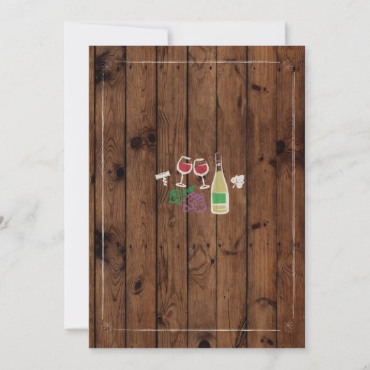 Proost wijn proeverij rustieke verjaardag uitnodig kaart (Achterkant)