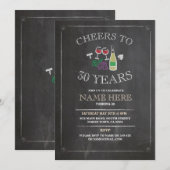 Proost wijn proeverij schoolbord verjaardag uitnod kaart (Voorkant / Achterkant)