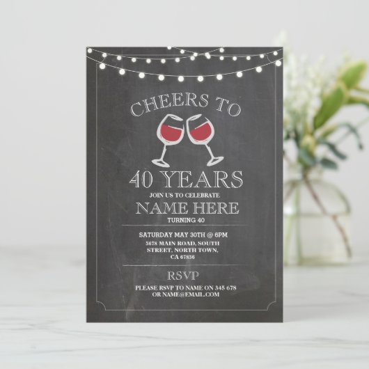 Proost wijnproeverij Chalk Verjaardagsfeest Uitnod Kaart (Staand voorkant)