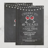 Proost wijnproeverij Chalk Verjaardagsfeest Uitnod Kaart (Voorkant / Achterkant)