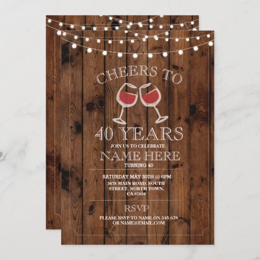 Proost wijnproeverij hout verjaardagsfeestje Uitno Kaart (Voorkant / Achterkant)