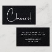 Proost Zwart Modern Wedding Drink Token Ticket (Voorkant / Achterkant)
