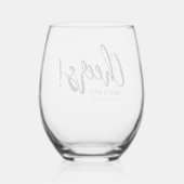Proost zwart script typografie bruiloft wijnglas zonder voet (Achterkant)