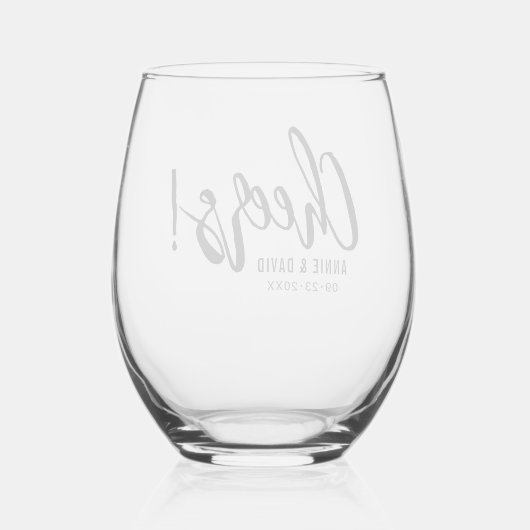 Proost zwart script typografie bruiloft wijnglas zonder voet (Achterkant)