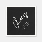 Proost | Zwarte Borstel Lettertype Aangepaste Fees Servet (Voorkant)