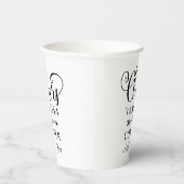 Proost Zwarte Script Boho Trouw Monogram Papieren Bekers (Rechts)
