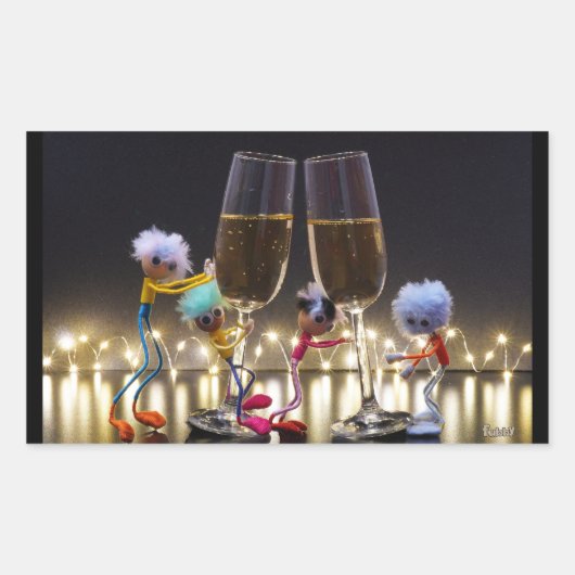 Proostende Fubby's die wat te vieren hebben. Rechthoekige Sticker (Voorkant)